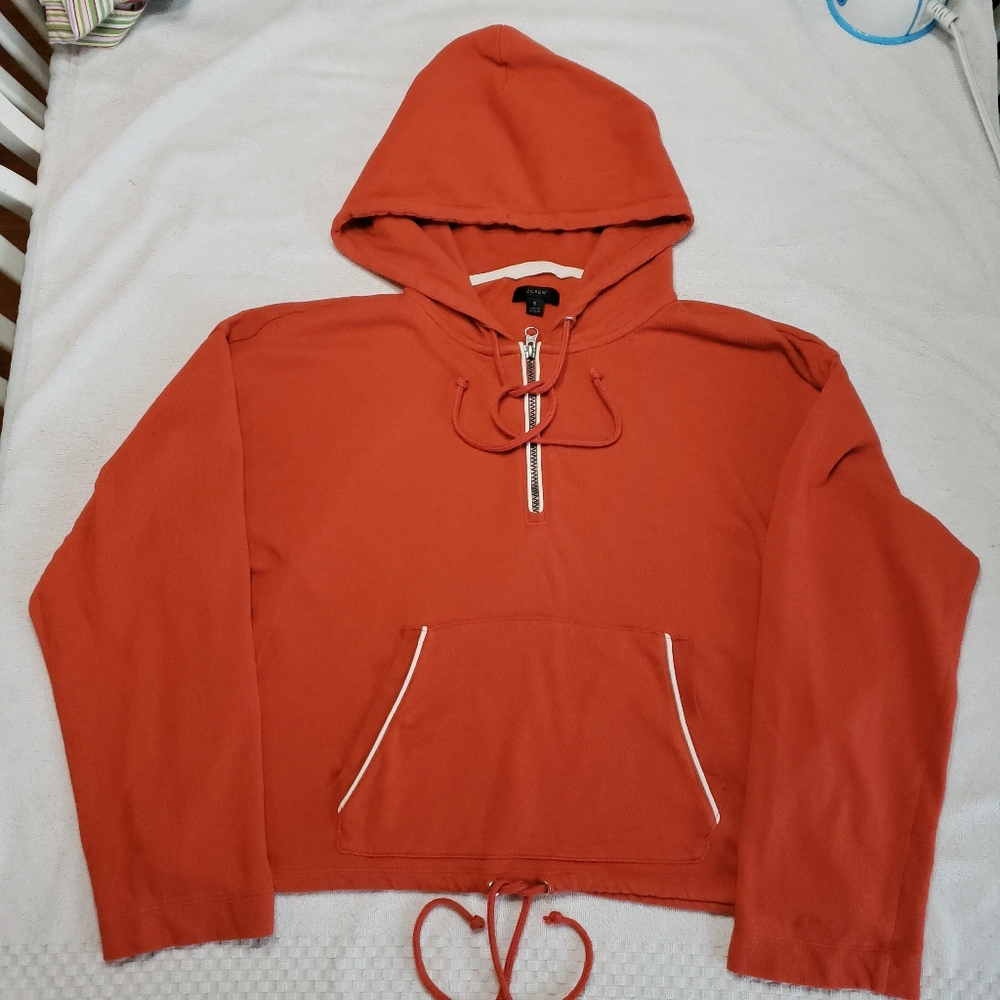J. Crew Women's Orange Cropped Hoodie Sweatshirt